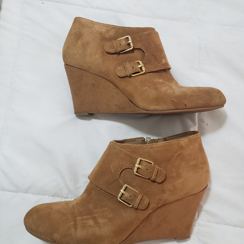 Anne Klein suede wedge booties